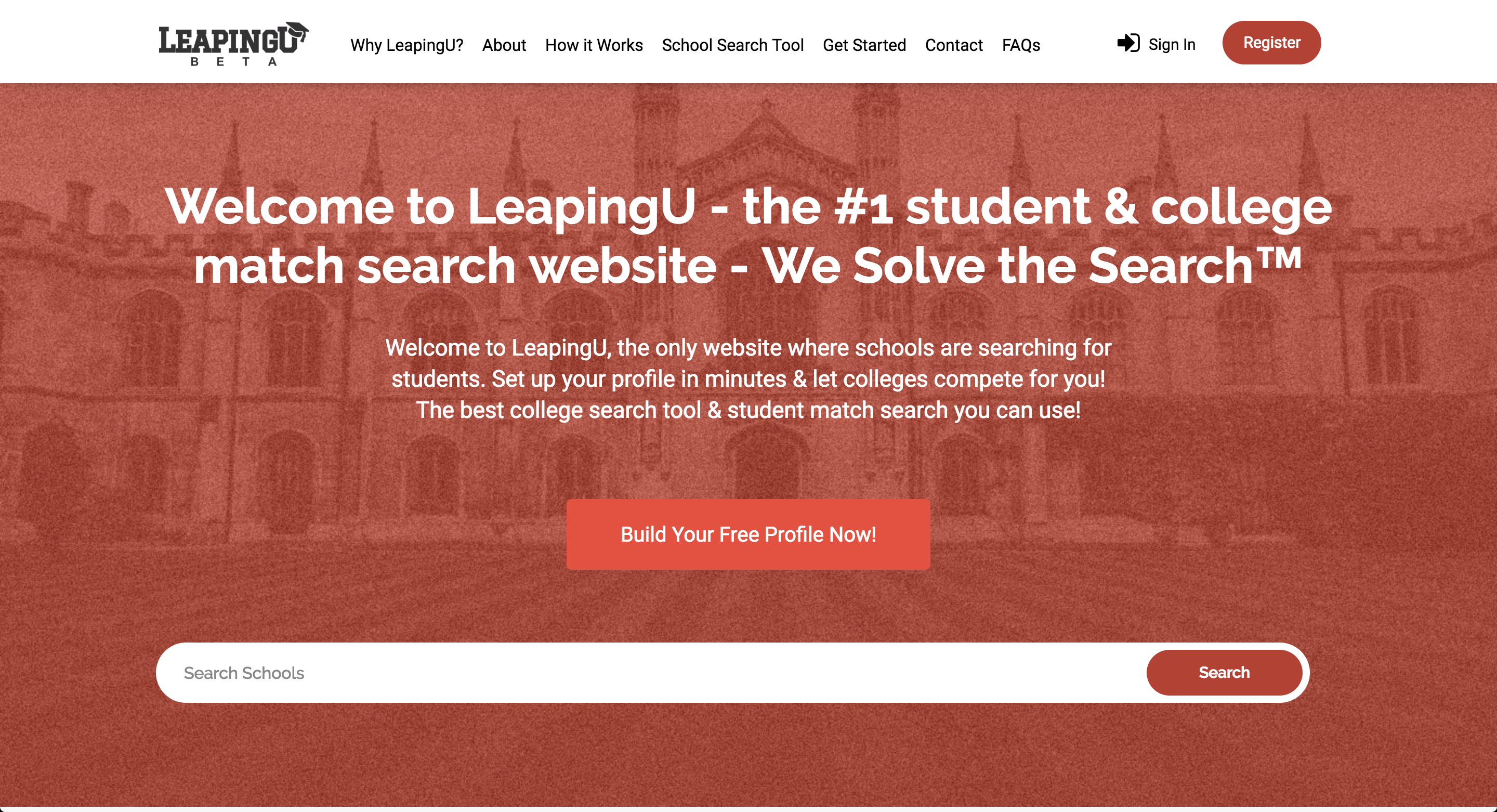 LeapingU Web Application Redesign Screenshot